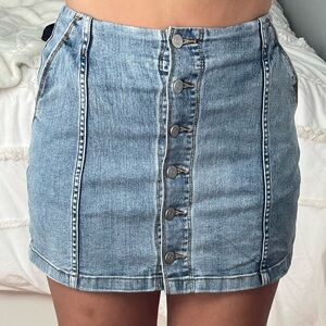 Wilfred Free blue denim mini skirt